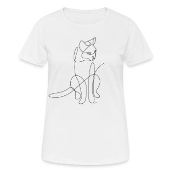One Line Drawing - cat - Women's Breathable T-Shirt - white - Front - AI Model Female 172 dark (172cm)