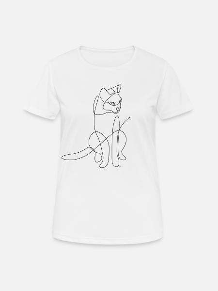 One Line Drawing - Katze - Frauen T-Shirt atmungsaktiv - Weiß