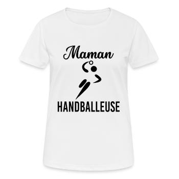maman cadeau pour la fête des mère handballeuse - T-shirt respirant Femme - blanc - Devant - AI Model Female 172 dark (172cm)