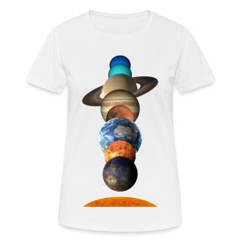 Système solaire - T-shirt respirant Femme - blanc - Devant - AI Model Female 172 dark (172cm)