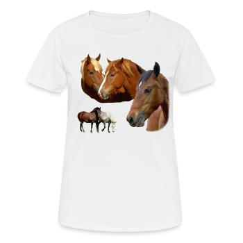 Chevaux Étalon sauvage et jument Tête de cheval et poneys - T-shirt respirant Femme - blanc - Devant - AI Model Female 172 dark (172cm)
