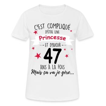 Princesse 47 Ans Cadeau Anniversaire Maman - T-shirt respirant Femme - blanc - Devant - AI Model Female 172 dark (172cm)