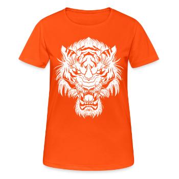 Tiger Tattoo Japan Design Wild Arts Martiaux Cat - T-shirt respirant Femme - orange néon - Devant - AI Model Female 172 dark (172cm)