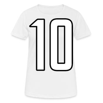 10 Zahl Trikotnummer Team - Frauen T-Shirt atmungsaktiv - Weiß - Vorne - AI Model Female 172 dark (172cm)