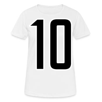 10 Zahl Trikotnummer Team - Frauen T-Shirt atmungsaktiv - Weiß - Vorne - AI Model Female 172 dark (172cm)