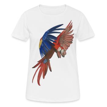 fliegender Ara Papagei makaw - Frauen T-Shirt atmungsaktiv - Weiß - Vorne - AI Model Female 172 dark (172cm)