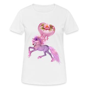 Wunderschönes Fantasy-Fohlen mit Herzen. - Frauen T-Shirt atmungsaktiv - Weiß - Vorne - AI Model Female 172 dark (172cm)