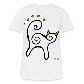 Black cat stylized colorful dots - Women's Breathable T-Shirt - white - Front - AI Model Female 172 dark (172cm)