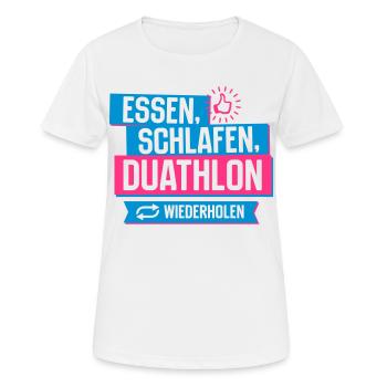 Hobby Duathlon - Frauen T-Shirt atmungsaktiv - Weiß - Vorne - AI Model Female 172 dark (172cm)