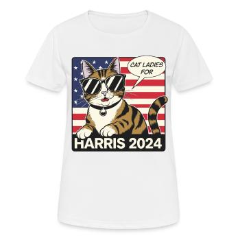 Cat Ladies For Harris 2024 USA Amerika - Frauen T-Shirt atmungsaktiv - Weiß - Vorne - AI Model Female 172 dark (172cm)