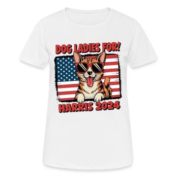 Dog Ladies For Kamala Harris 2024 USA Amerika - Frauen T-Shirt atmungsaktiv - Weiß - Vorne - AI Model Female 172 dark (172cm)