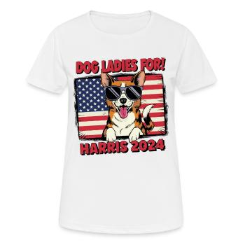 Dog Ladies For Kamala Harris 2024 USA Amerika - Frauen T-Shirt atmungsaktiv - Weiß - Vorne - AI Model Female 172 dark (172cm)