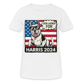 Dog Ladies For Kamala Harris 2024 USA Amerika - Frauen T-Shirt atmungsaktiv - Weiß - Vorne - AI Model Female 172 dark (172cm)