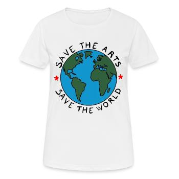 Save the Arts Save the World Earth Environmental Activist - Women's Breathable T-Shirt - white - Front - AI Model Female 172 dark (172cm)