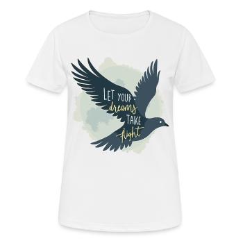 Laissez vos rêves prendre leur envol Oiseau mouette - T-shirt respirant Femme - blanc - Devant - AI Model Female 172 dark (172cm)