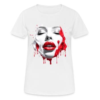 Frauengesicht Rote Lippen - Frauen T-Shirt atmungsaktiv - Weiß - Vorne - AI Model Female 172 dark (172cm)