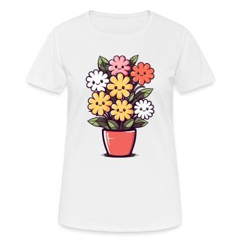 Fleurs riantes dans un pot de fleurs - T-shirt respirant Femme - blanc - Devant - AI Model Female 172 dark (172cm)