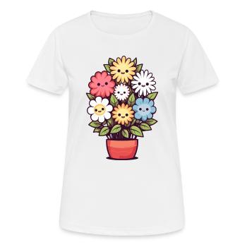 Fleurs riantes dans un pot de fleurs - T-shirt respirant Femme - blanc - Devant - AI Model Female 172 dark (172cm)