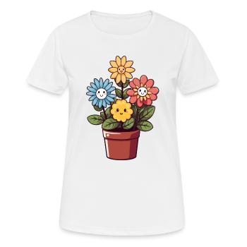 Fleurs riantes dans un pot de fleurs - T-shirt respirant Femme - blanc - Devant - AI Model Female 172 dark (172cm)
