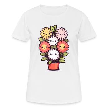Fleurs riantes dans un pot de fleurs - T-shirt respirant Femme - blanc - Devant - AI Model Female 172 dark (172cm)