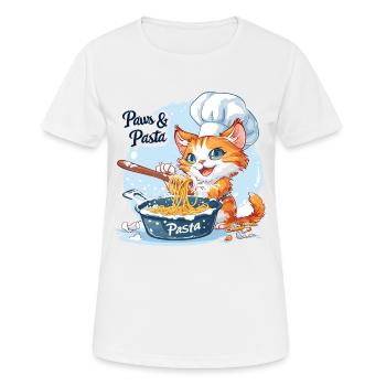 Pattes et pâtes Pattes et pâtes Dictons d’animaux - T-shirt respirant Femme - blanc - Devant - AI Model Female 172 dark (172cm)