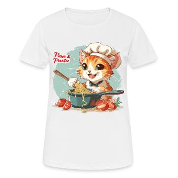 Pattes et pâtes Pattes et pâtes Dictons d’animaux - T-shirt respirant Femme - blanc - Devant - AI Model Female 172 dark (172cm)