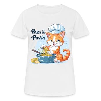 Pattes et pâtes Pattes et pâtes Dictons d’animaux - T-shirt respirant Femme - blanc - Devant - AI Model Female 172 dark (172cm)