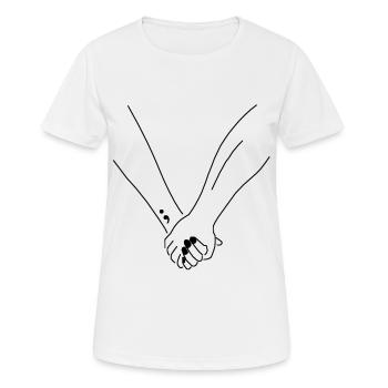 Holding mains peintes ongles cadeau point-virgule - T-shirt respirant Femme - blanc - Devant - AI Model Female 172 dark (172cm)