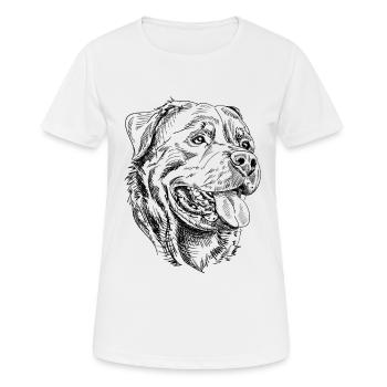 Rottweiler Porträt Tusche Zeichnung - Frauen T-Shirt atmungsaktiv - Weiß - Vorne - AI Model Female 172 dark (172cm)