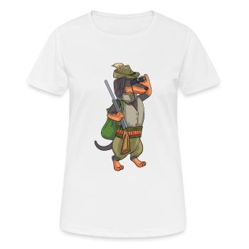 Dachshund Dressed Up Hunting Design For A Hunter - Women's Breathable T-Shirt - white - Front - AI Model Female 172 dark (172cm)