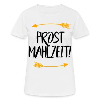 Sprüche Prost Mahlzeit - Frauen T-Shirt atmungsaktiv - Weiß - Vorne - AI Model Female 172 dark (172cm)