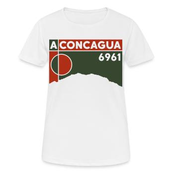 Trekking sur le volcan Cerro Aconcagua 6000 sommets des Andes - T-shirt respirant Femme - blanc - Devant - AI Model Female 172 dark (172cm)