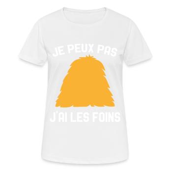 Je Peux Pas J'ai Les Foins Humour Agriculteur - T-shirt respirant Femme - blanc - Devant - AI Model Female 172 dark (172cm)