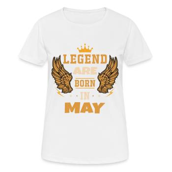 Die im Mai geborene Legende Geburtstagsgeschenk - Frauen T-Shirt atmungsaktiv - Weiß - Vorne - AI Model Female 172 dark (172cm)