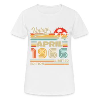 Avril 1966 Anniversaire Avril 1966 Avril - T-shirt respirant Femme - blanc - Devant - AI Model Female 172 dark (172cm)