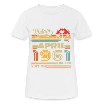 Avril 1961 Anniversaire Avril 1961 Avril - T-shirt respirant Femme - blanc - Devant - AI Model Female 172 dark (172cm)