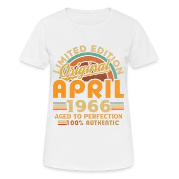 Avril 1966 Anniversaire Avril 1966 Avril - T-shirt respirant Femme - blanc - Devant - AI Model Female 172 dark (172cm)