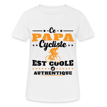 Ce papa cycliste est coole et authentique - T-shirt respirant Femme - blanc - Devant - AI Model Female 172 dark (172cm)
