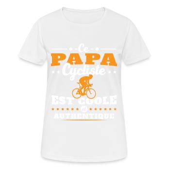 Ce papa cycliste est coole et authentique - T-shirt respirant Femme - blanc - Devant - AI Model Female 172 dark (172cm)
