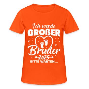 Ich werde Großer Bruder 2025 - Frauen T-Shirt atmungsaktiv - Neonorange - Vorne - AI Model Female 172 dark (172cm)
