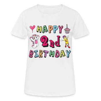 Happy 2nd birthday. 2 years childbirth - Women's Breathable T-Shirt - white - Front - AI Model Female 172 dark (172cm)