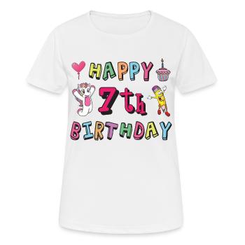 Happy 7th birthday. 7 years of childbirth - Women's Breathable T-Shirt - white - Front - AI Model Female 172 dark (172cm)