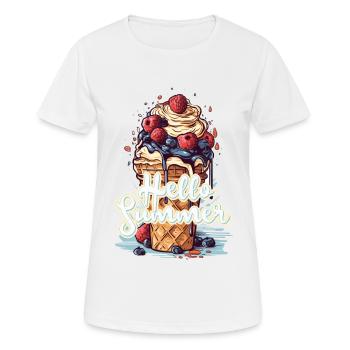 Hello Summer Eis Eiscreme Eisdiele - Frauen T-Shirt atmungsaktiv - Weiß - Vorne - AI Model Female 172 dark (172cm)