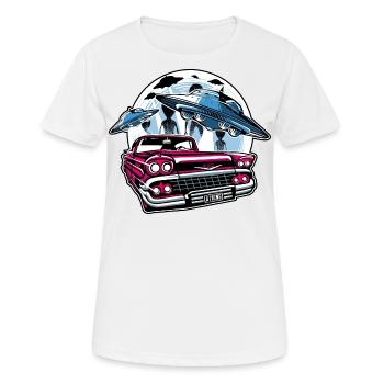 alien attack on earth - Women's Breathable T-Shirt - white - Front - AI Model Female 172 dark (172cm)