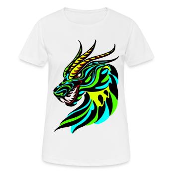 Tête de dragon vert, bleue et jaune - T-shirt respirant Femme - blanc - Devant - AI Model Female 172 dark (172cm)