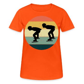 Speed Skating Ice Skater Skate Race Vintage Retro - Women's Breathable T-Shirt - neon orange - Front - AI Model Female 172 dark (172cm)