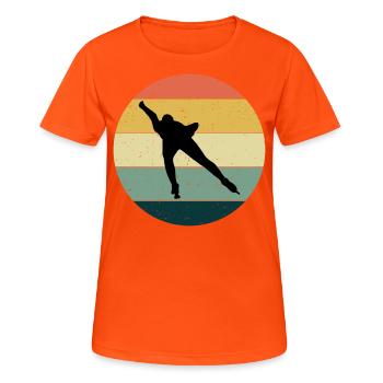 Speed Skating Ice Skater Skate Race Vintage Retro - Women's Breathable T-Shirt - neon orange - Front - AI Model Female 172 dark (172cm)