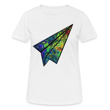 Papierflieger bunt - Frauen T-Shirt atmungsaktiv - Weiß - Vorne - AI Model Female 172 dark (172cm)