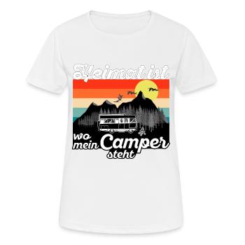 Home is where my camper stands -Sunset Design - Women's Breathable T-Shirt - white - Front - AI Model Female 172 dark (172cm)