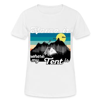 Home is where my tent stands - Dark Vintage - Women's Breathable T-Shirt - white - Front - AI Model Female 172 dark (172cm)